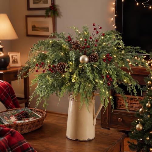 VIERENA 12 Pcs 36-Inch Artificial Cedar Pine Branches for Vase & Christmas Decor