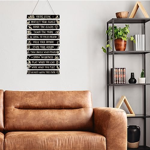 Viking Wall Decor Set, 12-Piece Nordic Rune Wooden Hanging Plaque Art