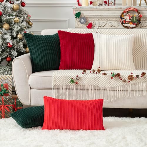 UGASA Velvet Christmas Pillow Covers 26x26 inch Burgundy Pack of 2