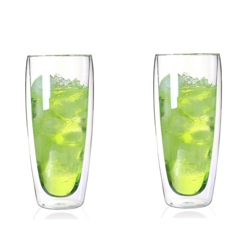 Asng Glass Coffee Mugs, Double Wall Insulated Thermal Cups Drinking Glasses For Tea/Coffee/Latte/Cappucino/Cafe/Milk (650ML/22oz-2PACK)