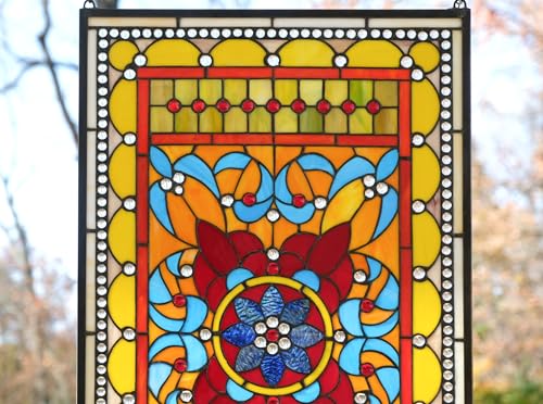 Handcrafted 20" x 34" Stained Glass Window Panel - Tiffany Style