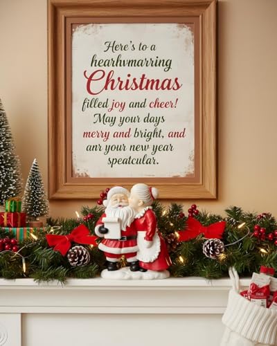 Mr. & Mrs. Santa Claus Resin Figurines Set - Hand-Painted Christmas Decor