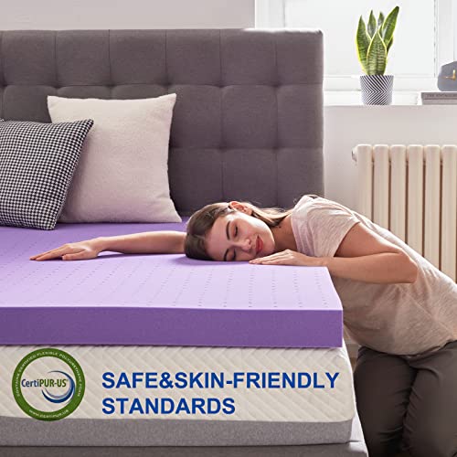 SINWEEK 2 Inch Gel Memory Foam Mattress Topper Twin Size Ventilated Soft