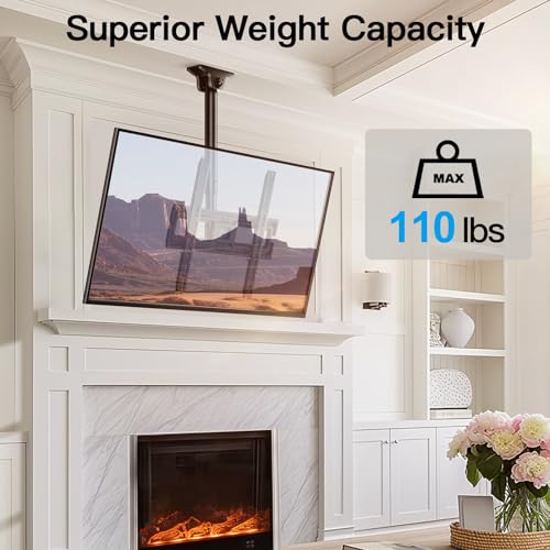 Adjustable Ceiling TV Mount for 26-65 Inch Flat Screen Displays, 110lbs Capacity