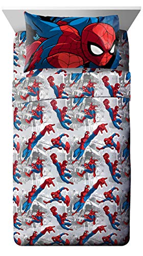 Marvel Spiderman Twin Comforter Set - 4 Piece Kids Bedding Bed in a Bag