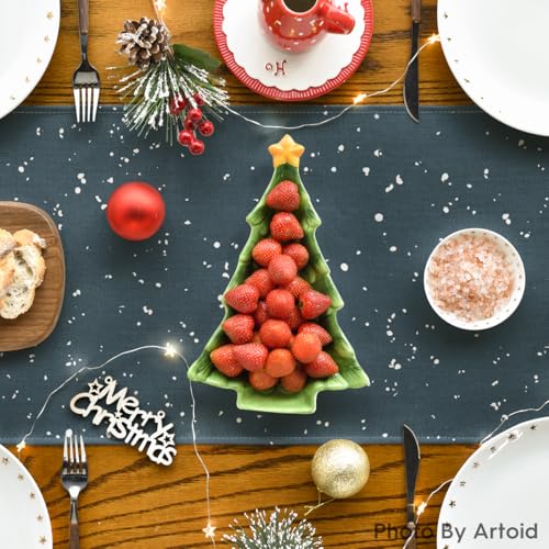 Artoid Mode 13x60 inch Snow Trees Table Runner - 210 GSM Polyester, Christmas Holiday Kitchen Decor