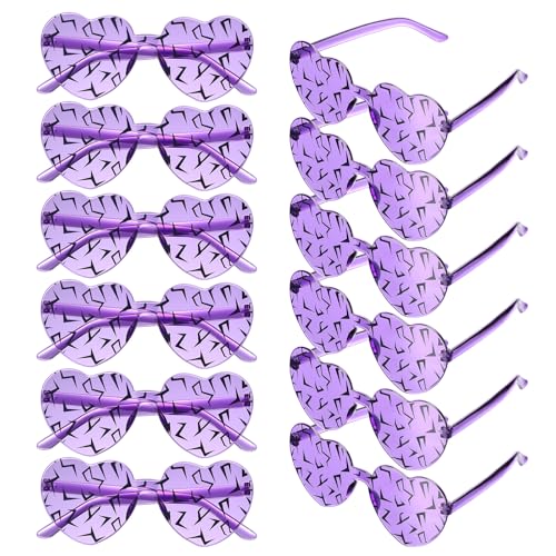 12 Pack Purple Cracked Heart Sunglasses Party Favors for Birthday Events