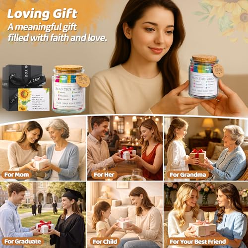 Bible Verse Jar with Daily Scripture Scrolls for Prayer and Encouragement