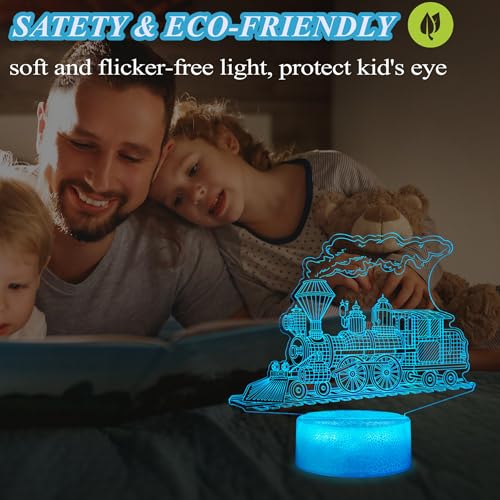 3D Train Night Light, 16 Color Changing LED Lamp with Remote Control