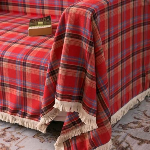 Optioptom Christmas Plaid Couch Cover Green 71x118 Inches Sofa Protector