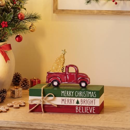 Christmas Faux Books Bundle - Wooden Decor Set with Truck Variation