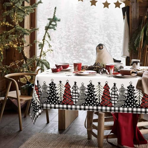 Horaldaily Disposable Christmas Tablecloth Snow Trees 54x108 Inch Rectangular