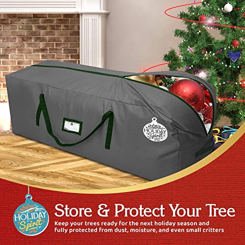 HOLIDAY SPIRIT 7.5ft Waterproof Christmas Tree Storage Bag with Reinforced Handles – Charcoal