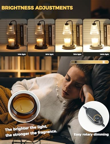 GODONLIF Height-Adjustable Candle Warmer Lamp with Timer and Dimmable Wax Melt Light