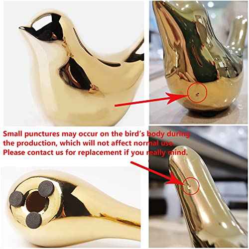 Gold Ceramic Bird Statues & Figurines - Set of 2 Modern Home Decor Accents