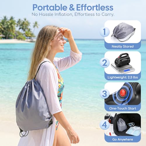 Electric Air Pump for Inflatables - 500W Quick-Fill Inflator/Deflator with 4 Nozzles