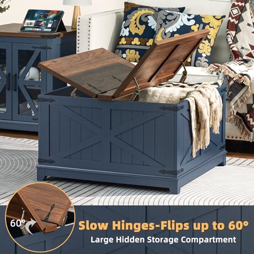 3-Piece Farmhouse Coffee Table and Nightstand Set with Hidden Storage