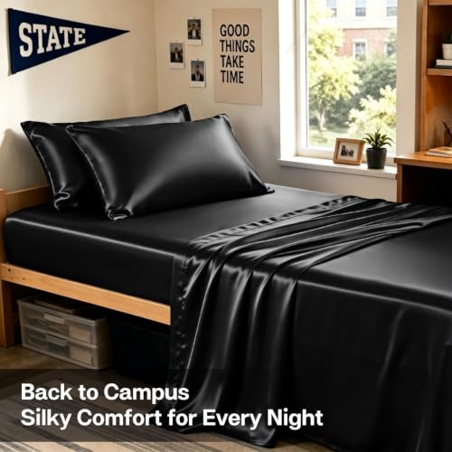 MR&HM Queen Satin Pillowcase 2 Pack - Cooling Pillow Cover for Hair & Skin