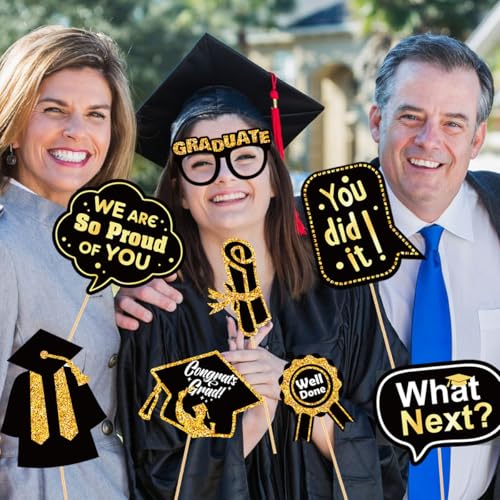 30pcs 2026 Graduation Photo Booth Props - Premium Cardstock Party Decor