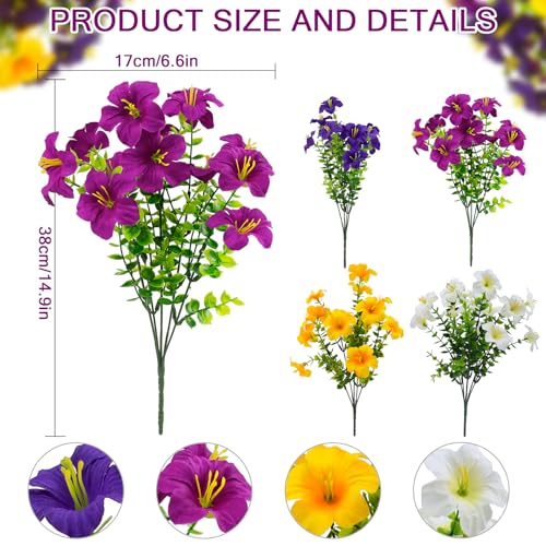 Artificial Outdoor Hanging Basket Flowers - 2 Pack UV Resistant Faux Petunias