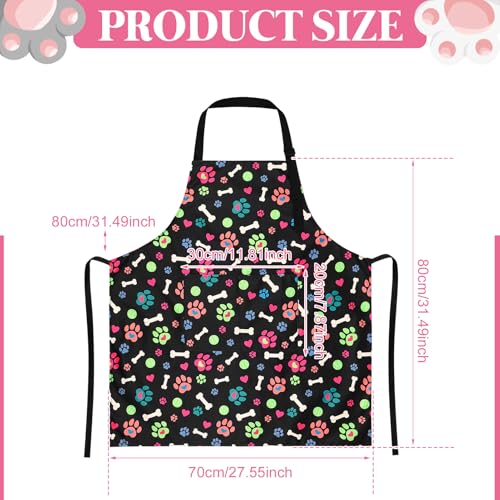 Waterproof Dog Grooming Apron with Pockets - Cute Pet Print Design