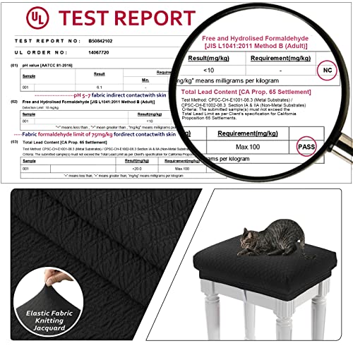 Stretch Jacquard Vanity Bench Stool Cover - XS Black