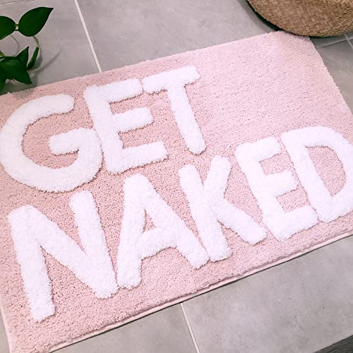 Get Naked Bath Mat Pink Blush Microfiber Non-Slip Rug 31" x 20"