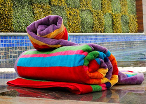 Oversized Beach Towel for Two, 58x68 Inch Extra Wide 100% Cotton Velour