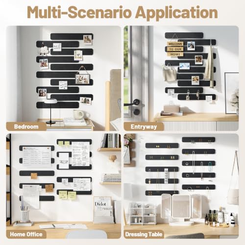 10-Pack Felt Bulletin Board Strips, 13x2 Inch Adhesive Pin Boards with Pins