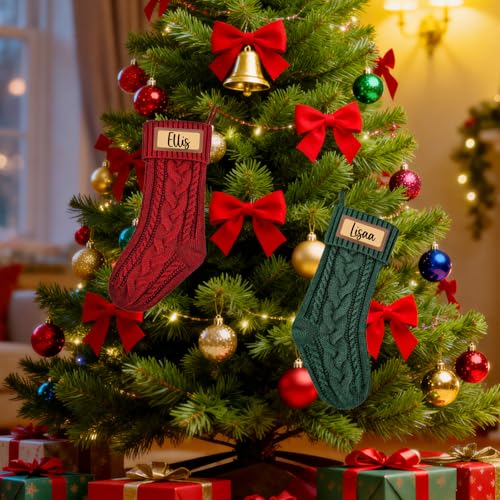 4Pack Personalized Christmas Stockings Custom Knit Xmas Stocking with