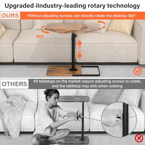 Adjustable Height Swivel TV Tray Table for Sofa and Bed