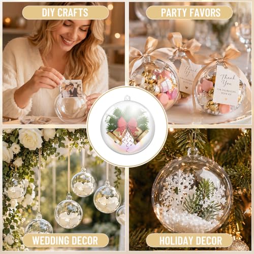 100 Pcs Clear Fillable Ornament Balls 80mm Plastic DIY Craft Ornaments