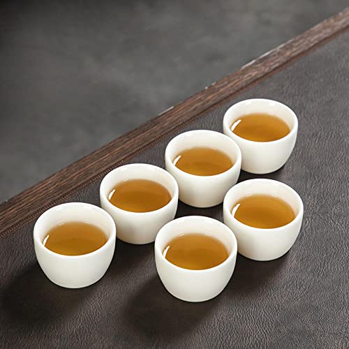 Sizikato 6pcs White Chinese Porcelain Sake Tea Cups 50ml - Exquisite & Durable - Variation C
