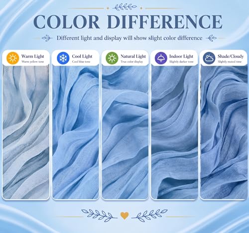 6 Pack Light Blue Cheesecloth Table Runner 17x108 Inch Boho Gauze Decor