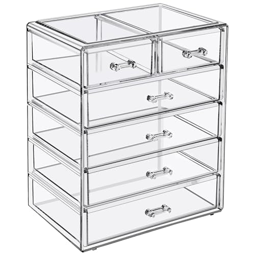 Sorbus 6-Drawer Clear Makeup Organizer with 4 Large & 2 Small Drawers - Vanity Storage