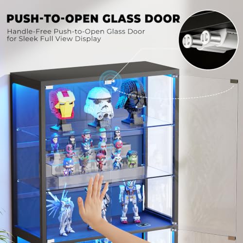71-Inch 6-Tier Glass Display Cabinet with LED Lights and Motion Sensor
