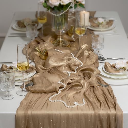 Leetaltree Champagne rhinestone Dazzle Table Runner 120in/10ft with Gift Set