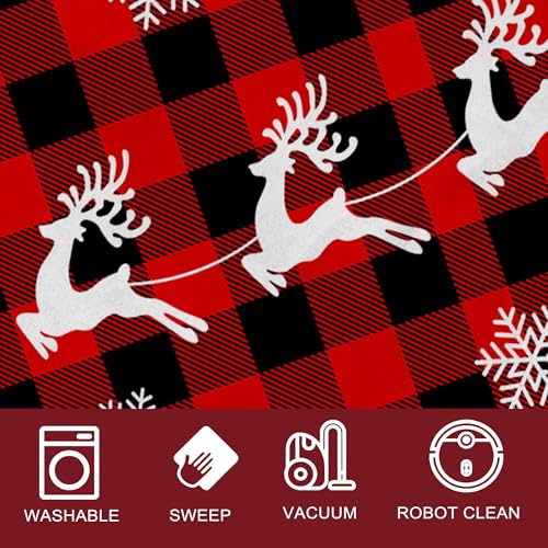3'x5' Red Plaid Truck Christmas Area Rug - Non-Slip, Low-Pile, Washable