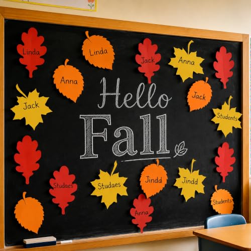 300 PCS Fall Leaf Paper Cutouts Set - Autumn Thanksgiving Classroom Crafts