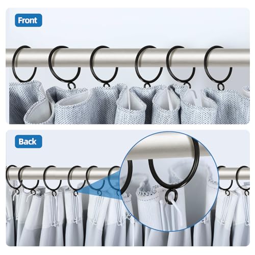 42 Pack Metal Curtain Rings with Eyelets, 1.5 Inch Inner Diameter, Black