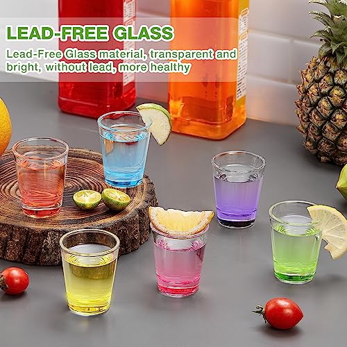 Qipecedm 6 Pack Colorful Heavy Base Shot Glasses Set 1.6 oz for Whiskey, Tequila, Vodka