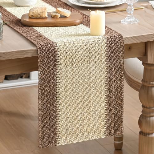 Artoid Mode 12x72 Inch Rustic Paper Braided Table Runner for Christmas & Holiday Decor