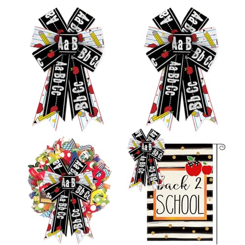 Back to School Wreath Bows - 2 Pack Decorative Teacher Bows for Front Door