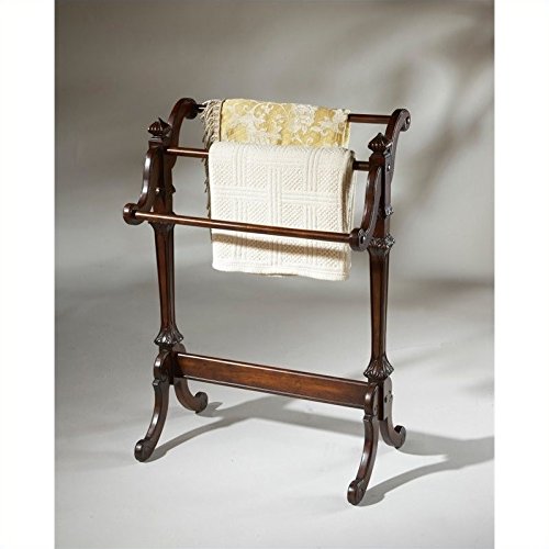 Traditional Wood Blanket Rack with Plantation Cherry Finish