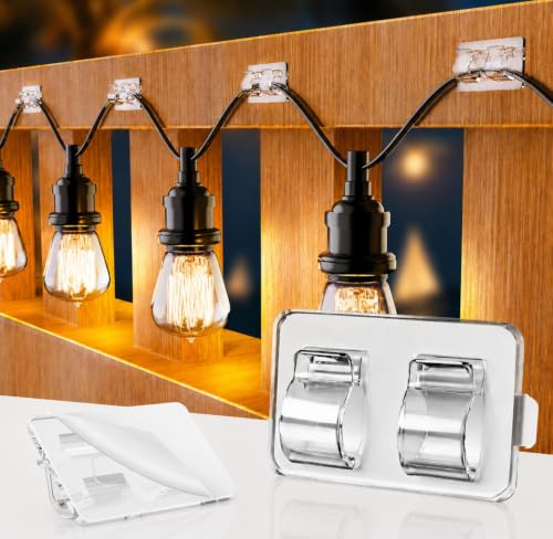 30-Pack Heavy Duty Outdoor String Light Clips, Waterproof Adhesive Hooks