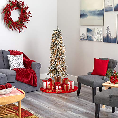 Nearly Natural 5ft Pre-Lit Flocked Alpine Artificial Christmas Tree