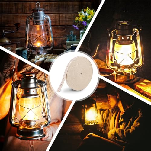 100% Cotton Oil Lamp Wick Roll - 1/2 Inch Wide, 32.8 Feet for Kerosene Lamps