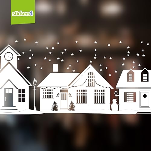 94 Inch Extra Large Christmas Village Window Clings - Reusable Holiday Scene Decals