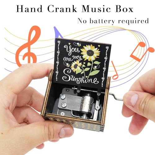 You Are My Sunshine Vintage Wooden Hand Crank Music Box Gift