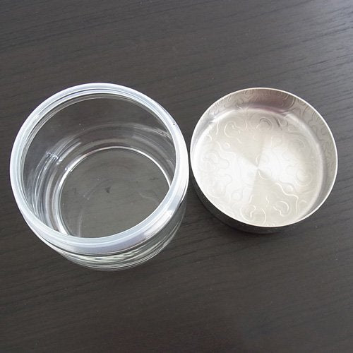 Alessi MW21/75 "Dressed" Glass Jar Hermetic Lid in 18/10 Stainless Steel Mirror Polished With Relief Decoration, Silver